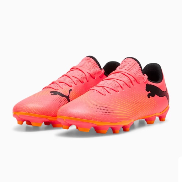 Puma Future 7 Play Firm GroundAg Soccer Cleats Mens Orange, Pink Athletic Sneake - Picture 2 of 4
